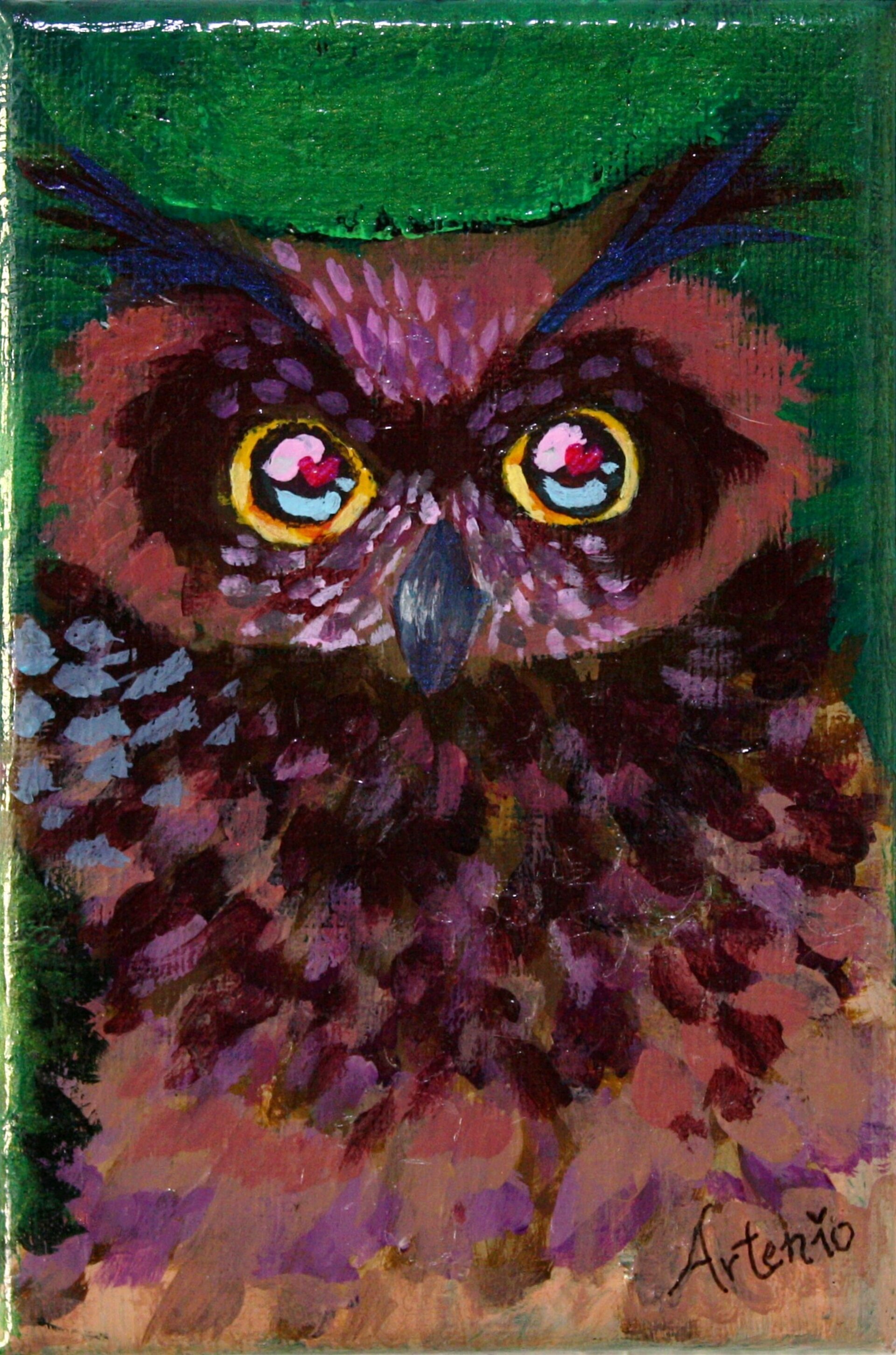 Búho - Pintura original - 2